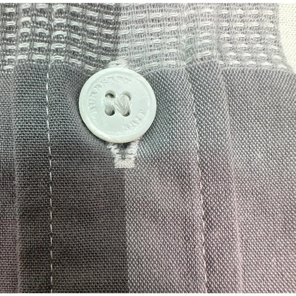 Burberry Brit Gray White Plaid Check Button Down Shirt Mens XL Equestrian Knight - Picture 12 of 14
